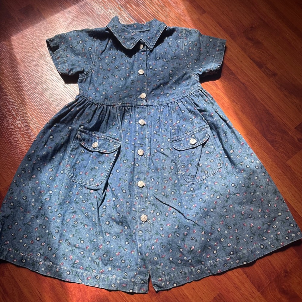 Vintage Jenni by Jennifer Moore Floral Denim Dress 1998